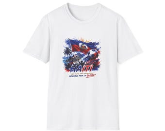 Haiti Flag Soccer Graphic T-Shirt | Haitian Pride Football Design