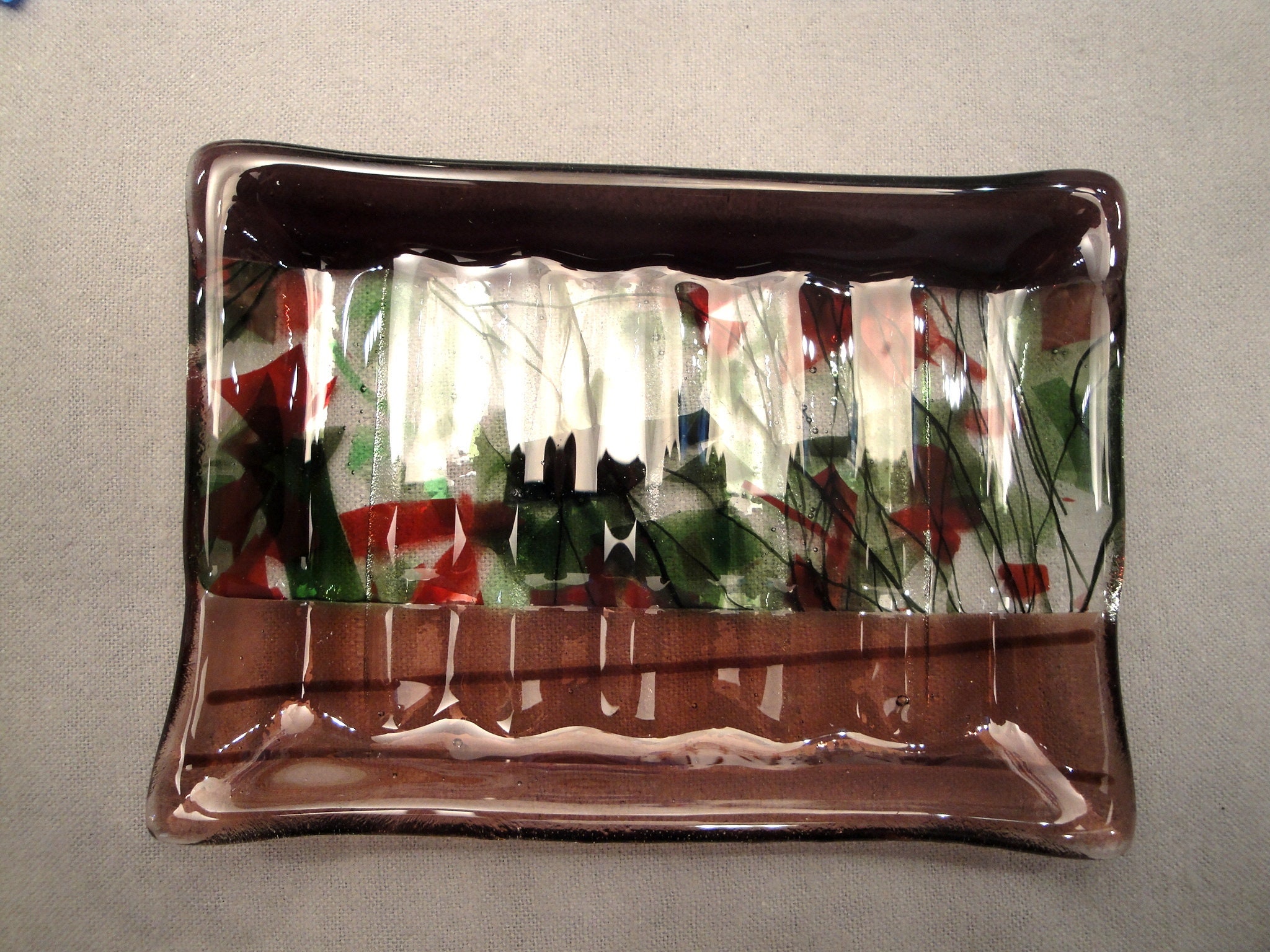 Fused Glass Purple Leafy Soap Dish 03121 Etsy