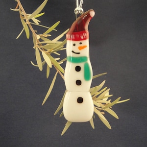 Fused Glass Snowman Ornament 03850