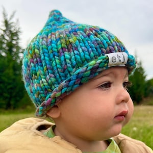 Chunky Pixie Beanie Knitting Pattern | Super Bulky Baby Hat Pattern | Toddler Knit Beanie