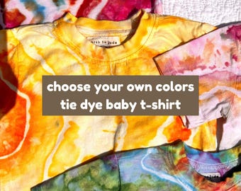 Custom Tie Dye Baby/Toddler T-Shirt Geode Style Handmade 100% Cotton Sizes 12 Month - 5 Toddler (Choose Your Own Colors)