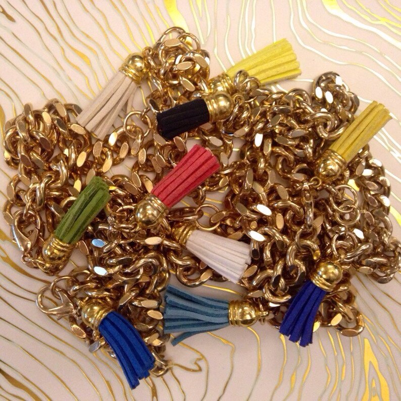 Gold chain tassel bracelet image 1