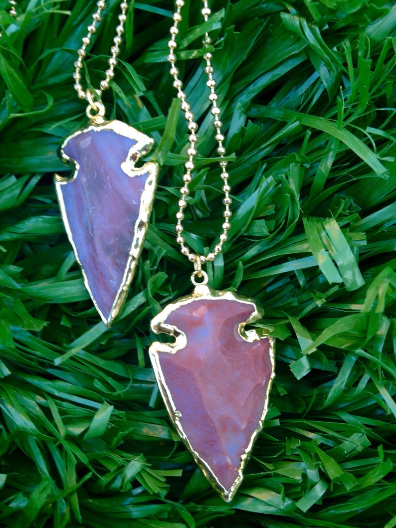 Stone Arrowhead Necklace Etsy