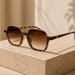 Lunettes de Soleil Carrées Demi-Monture Femme Homme Verres Dégradés UV400 Style Vintage Rétro — 5 Coloris
