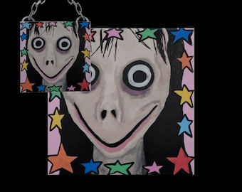 Momo Acrylic Painting | Creepy Cute Monster Art | Spooky Kawaii Pastel Goth Decor