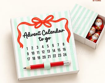 Printable Advent Calendar to Go Template, DIY Christmas Gift Box for Colleagues, Friends & Family, Pencil Holder, English Version