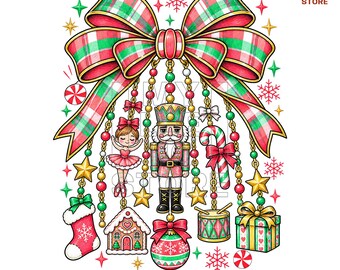 Jullie zijn gek PNG, Coquette Notenkraker Kerstontwerp, Preppy Feestelijke Strikbedel PNG, Suikerfee Kerstshirt, Digitale Download