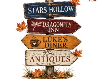 Stars Hollow PNG, Gilmore Girls Fall Png, Luke's Diner Dragonfly Inn Png, Kim's Antiques Design, Cozy Autumn Digital Download File