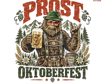 Bigfoot Oktoberfest PNG, Prost Sasquatch Beer Png, Lederhosen Bigfoot Bavarian Festival Design, German Beer Humor (Digital Download)