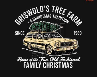 Griswold's Tree Farm PNG, Christmas Vacation Png, Old Fashioned Family Christmas Png, Vintage Station Wagon Christmas Design, 1989 Png