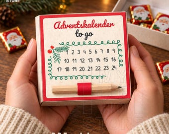 Advent Calendar to Go Printable – DIY Box for Crafting, Christmas Gift for Colleagues, Friends & Family
