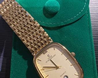 CENTIA of Switzerland watch with 2 diamonds, 70s rectangular design for casual luxury
