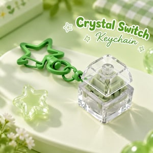 Single Mechanical Keycap Keychain, Crystal Switch Fidget Charm, Cute Backpack Accessory, Desk Decor Gift for Gamers and Keyboard Lovers