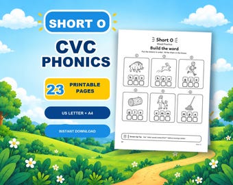 Short O CVC Worksheets | 23-Page Printable Phonics Pack for Kindergarten & Homeschool