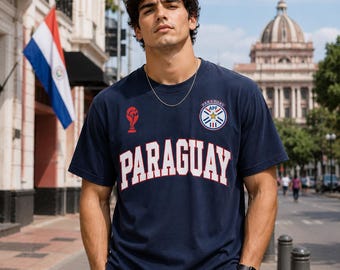 Camiseta de aficionado al fútbol de Paraguay, camiseta de seguidor de fútbol 2026, ropa blanca para el día del partido.