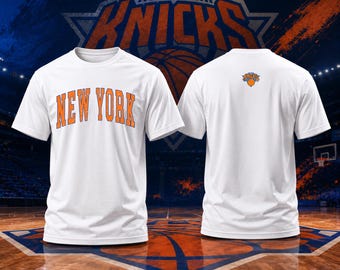 Camiseta de aficionado de los New York Knicks, camiseta gráfica con el lema "Orgullo de la ciudad" en naranja y azul.