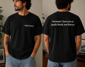 Camiseta de concierto de Noah Kahan en Vermont con letras de canciones, camiseta para fans de la música indie folk