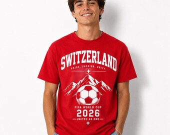 Switzerland FIFA World Cup 2026 Soccer Fan T-Shirt, Mountain Football Tee