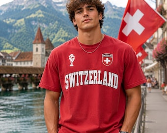 Camiseta de aficionado al fútbol de Suiza, camiseta de seguidor carmesí, ropa para el día del partido.