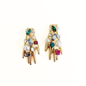Rhinestone party mini hand earrings