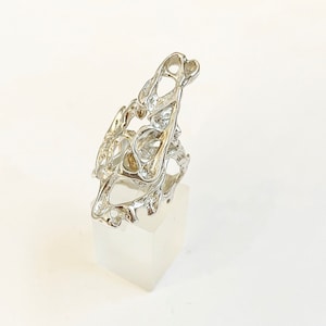 Sterling silver abstract brutalist  statement ring