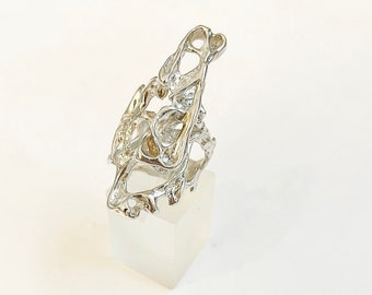 Anello brutalista astratto in argento sterling