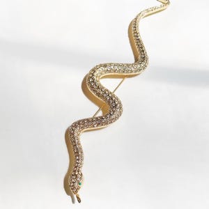 Vintage large snake rhinestone brooch