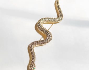 Vintage large snake rhinestone brooch