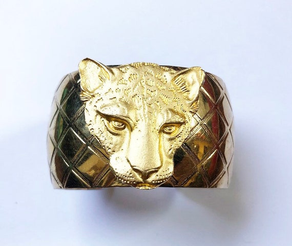 Gold jaguar cougar cuff bracelet