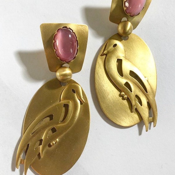 Rare Sadie Green signed bird earrings