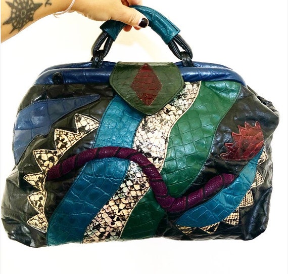 Vintage samir leather patchwork handbag purse