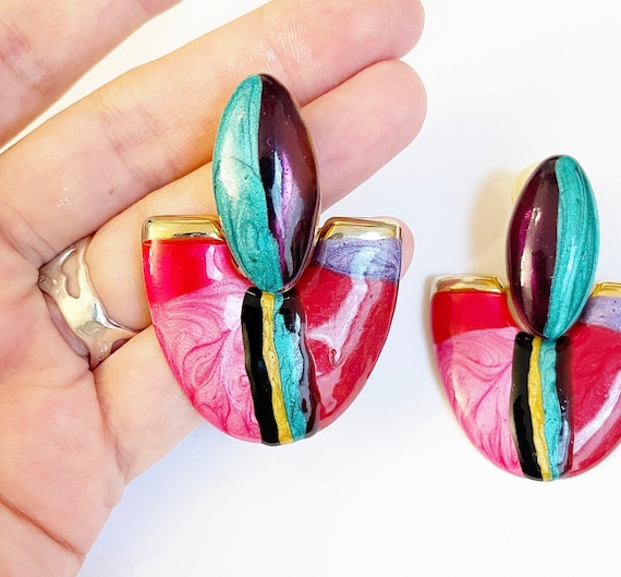 Vintage color statement earrings - image 2