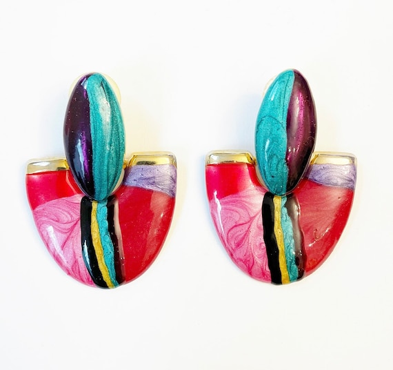 Vintage color statement earrings - image 1