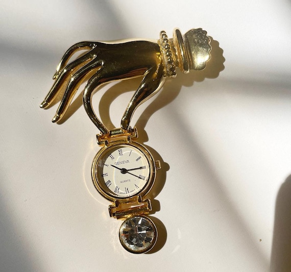 Vintage hand watch brooch