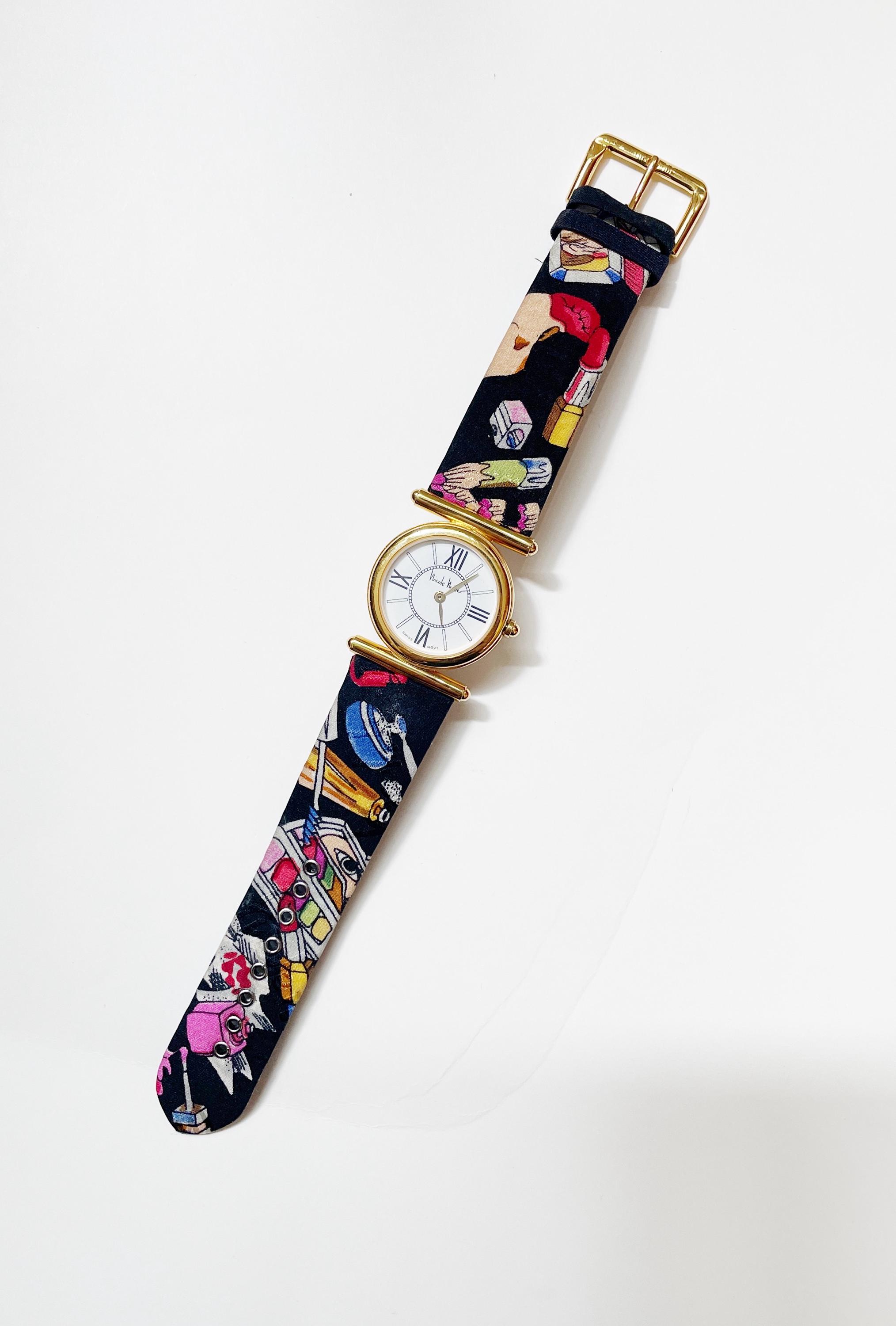 Nicole Miller Time Flies Vtg 1993 Watch Swiss‎ Movement Novelty Print Case Retro Nicole Miller Women Wristwatches for sale | eBay main image 4