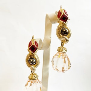 Pendientes vintage con serpiente y cristal