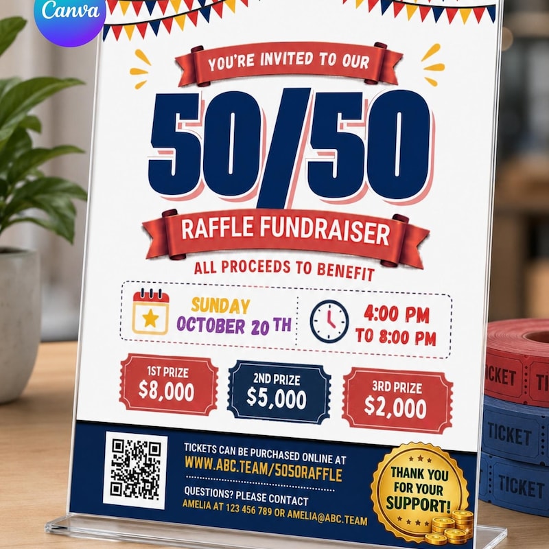 50/50 Raffle Template - Etsy