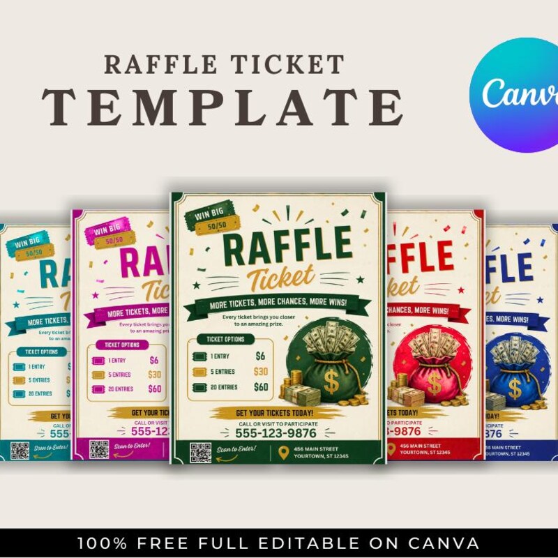 50/50 Raffle Template - Etsy
