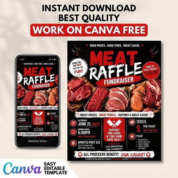 Meat Raffle Vector Meat Raffle Template - Etsy