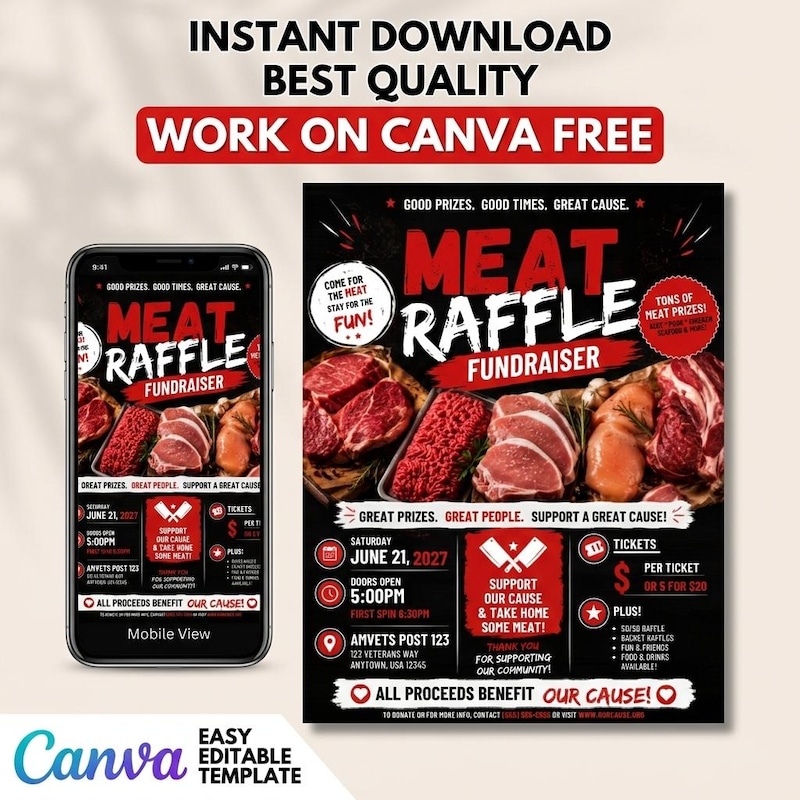 Meat Raffle Ticket Examples Meat Raffle Template - Etsy