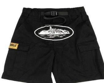 Pantalones cortos cargo Corteiz / Ropa urbana negra vintage / Pantalones cortos informales / Pantalones cortos unisex de verano