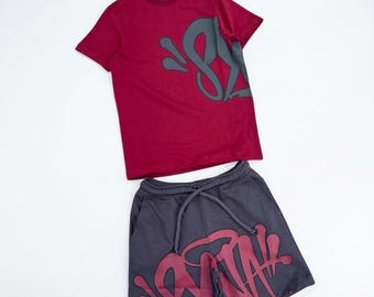 Syna - Ensemble de survêtement à logo audacieux et élégant | Jogging streetwear à capuche rouge noir