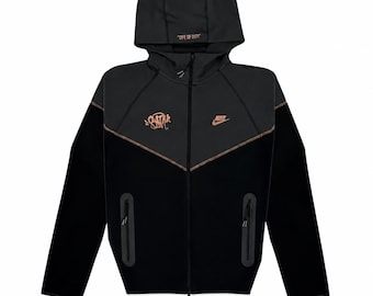 Syna world Central Cee Technical Fleece Hoodie | Black Oversized Streetwear Pullover