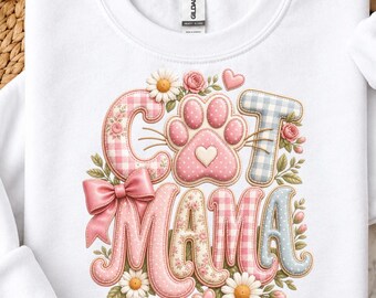 Katzenmama PNG, rosa florales Leopardenmuster-Pfotenmotiv mit koketten Schleifen