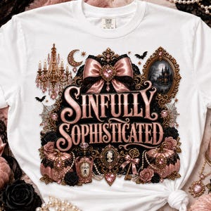 Sinfully Sophisticated PNG | Coquette Gothic Halloween Design | Pink Witchcore Art