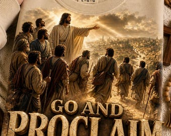 Id y proclamad PNG / Jesús envía a 12 discípulos / La Gran Comisión PNG / Mateo 10:7 Versículo bíblico / Fe cristiana PNG