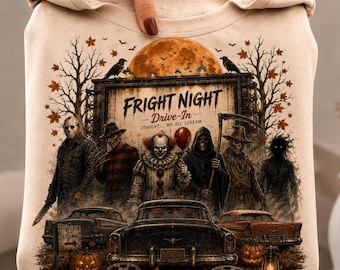 Fright Night Drive-In PNG | Retro Horror PNG | Vintage Halloween Movie Design | Digital Download