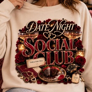 Dejtkväll Socialklubb PNG, Pojkvän Flickvän Present, Romantisk Dejtkväll, Parpresent, Sublimeringsdesign för Relationer