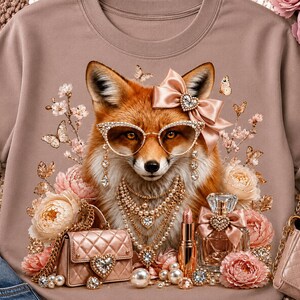 Fox PNG | Coquette Fox PNG, Luxury Fox PNG, Boutique Animal png, Printable png, Digital Download