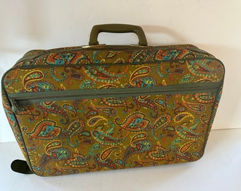 Vintage 1960 Bantam Travelware Bronx NY Paisley Suitcase Luggage